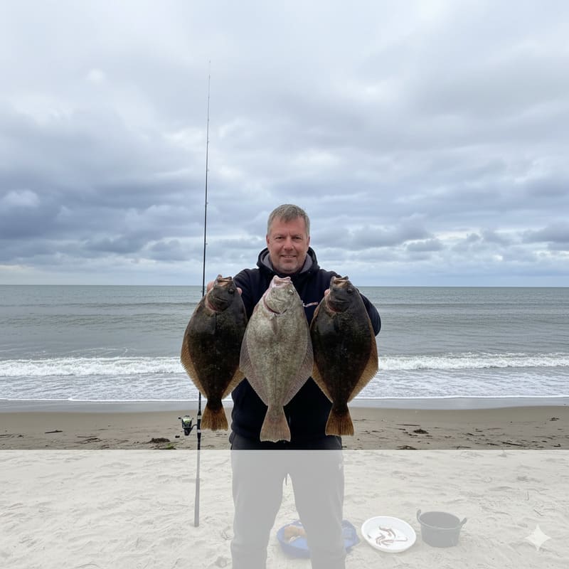 Schöne Flunder vom Brandungsangeln bei Gedser