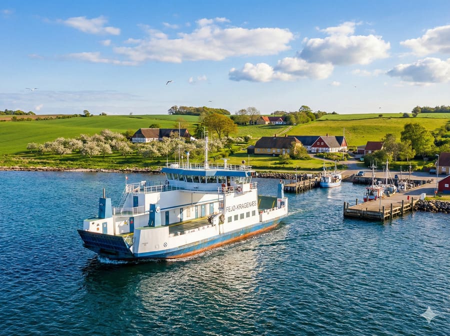 Die M/F Christine bei der Überfahrt von Kragenæs nach Fejø – 18 Minuten über das Smålandshavet zur dänischen Apfelinsel