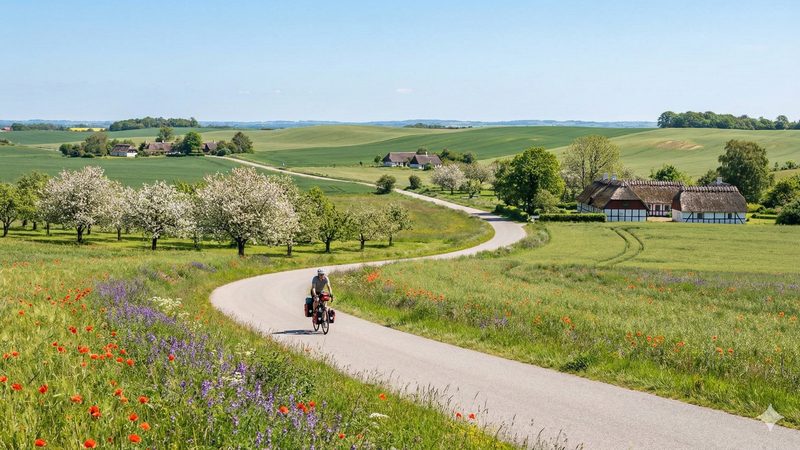 Lollands Alpen - hügelige Landschaft mit Wildblumen
